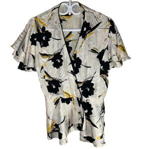 Vintage Liptons Floral Ruffle 100% Silk Blouse